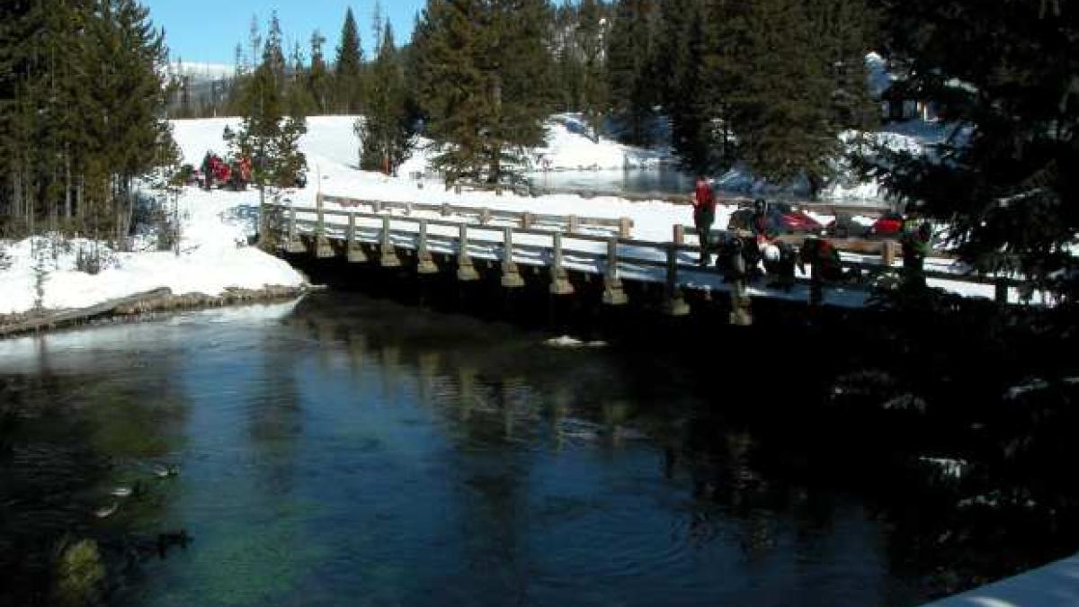 The footbridge over Big Springs in early winter