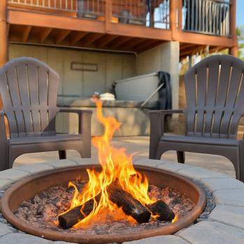 Cozy up around the fire pit while the kids are in the hot tub.