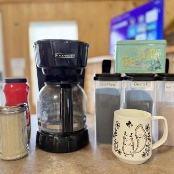 Complementary coffee, tea and cocoa provided in the kitchen.