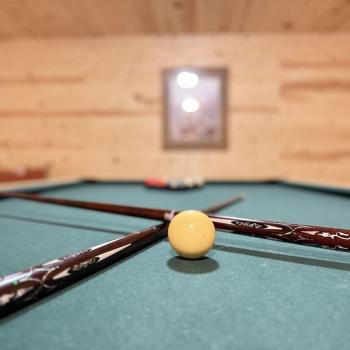 Full size pool table for those friendly pool matches.