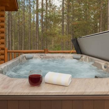 Relax in the hot tub after a long day.