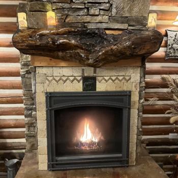 Cozy up by the fire after a day outside.