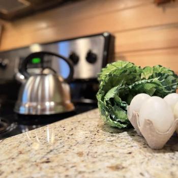 Yummy homemade meals can be made in the huge kitchen.