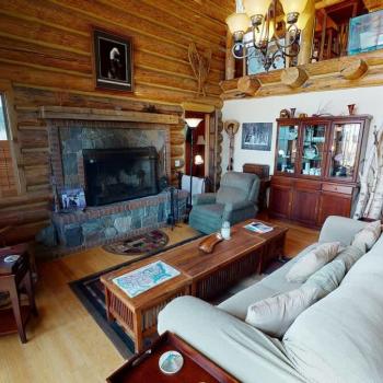 Relax by the wood burning fireplace all season long.