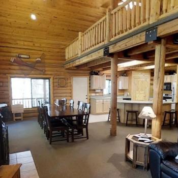 Lots of natural light flows into the cabin from the large windows.