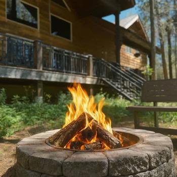 Firepit and seating located outside. Make sure to bring your own firewood.