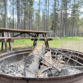 Fire pit and picnic table.