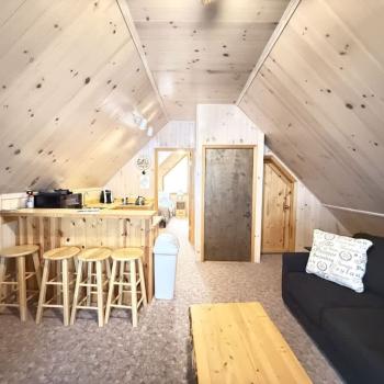 Kitchen and living area.