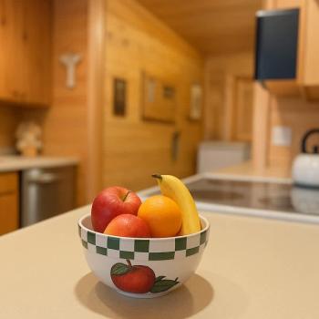 Fruit bowl overlooking the galley kitchen.
