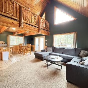 Hand crafted Log cabin with loft upstairs and kitchen downstairs.