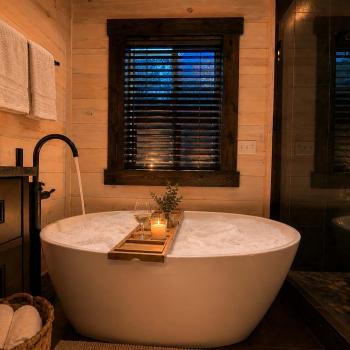 Take a long soak in the soaker bathtub in the master shared bathroom.