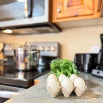 The openness of the kitchen makes it easy to chat with friends or family while cooking, or to catch the glow of the fire and the sound of laughter as you move between the rooms.