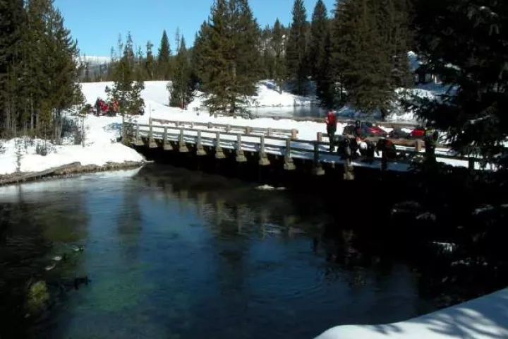 The footbridge over Big Springs in early winter