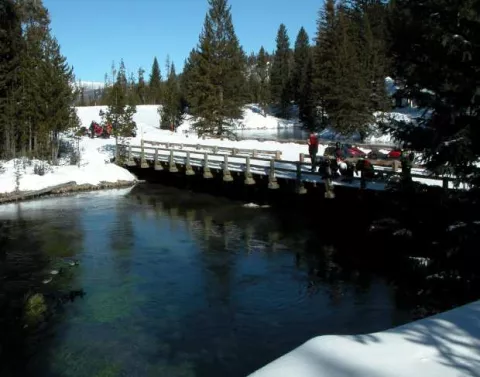 The footbridge over Big Springs in early winter