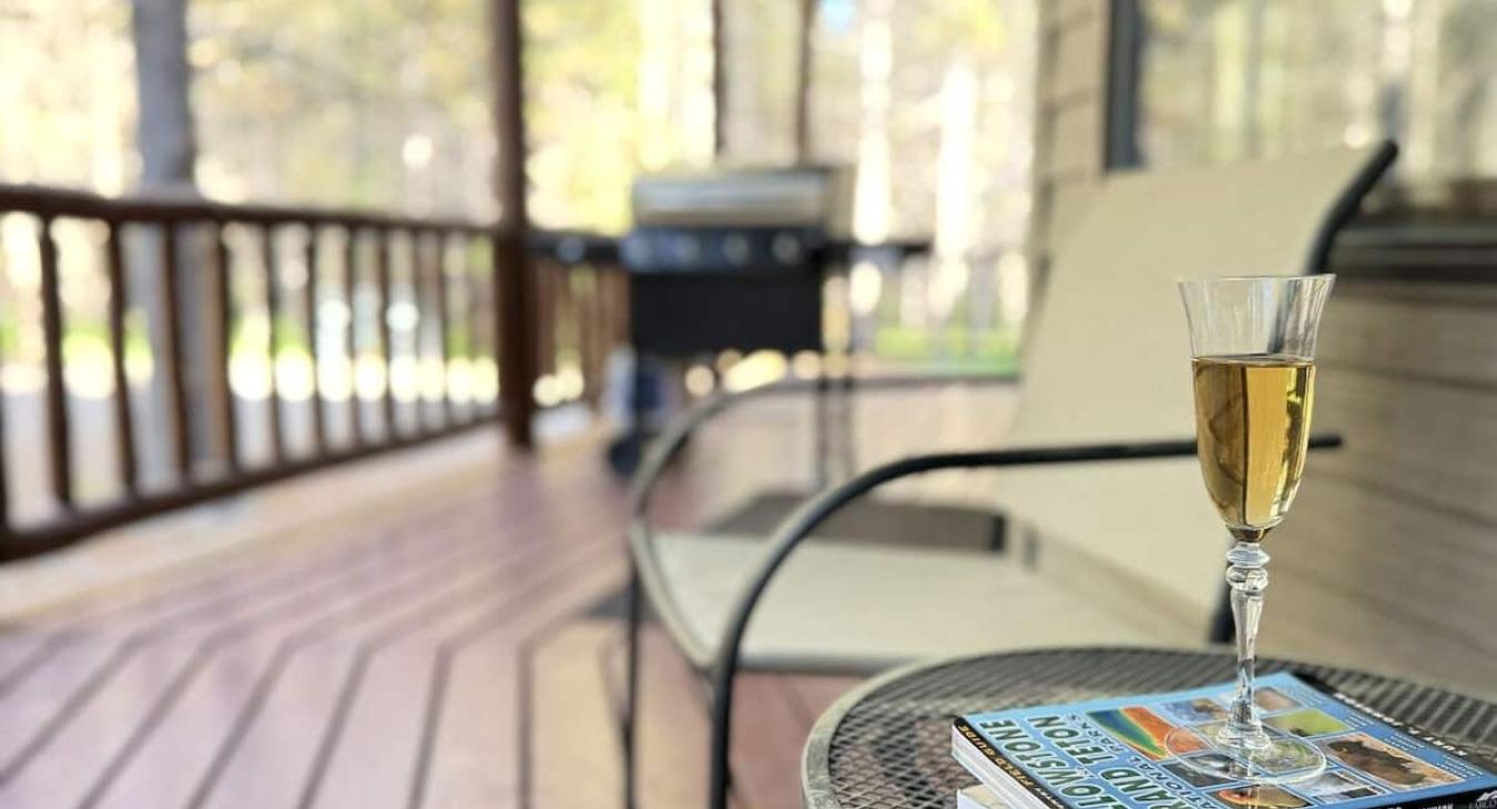 Relax on the front porch with a glass of wine