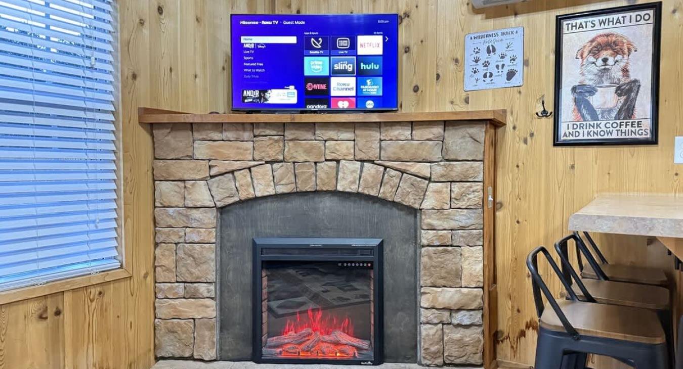 Cozy up by the fire after a beautiful day outdoors.