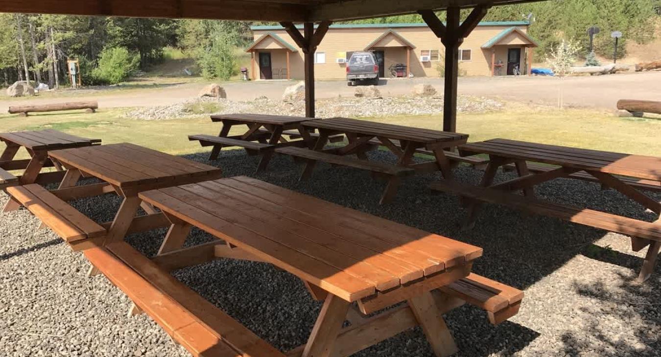 The picnic pavilions are great for family reunions at the enchanted forest.