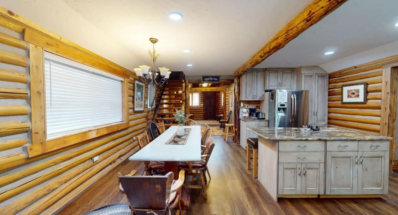 Full size dining table that seats up to 8 people.