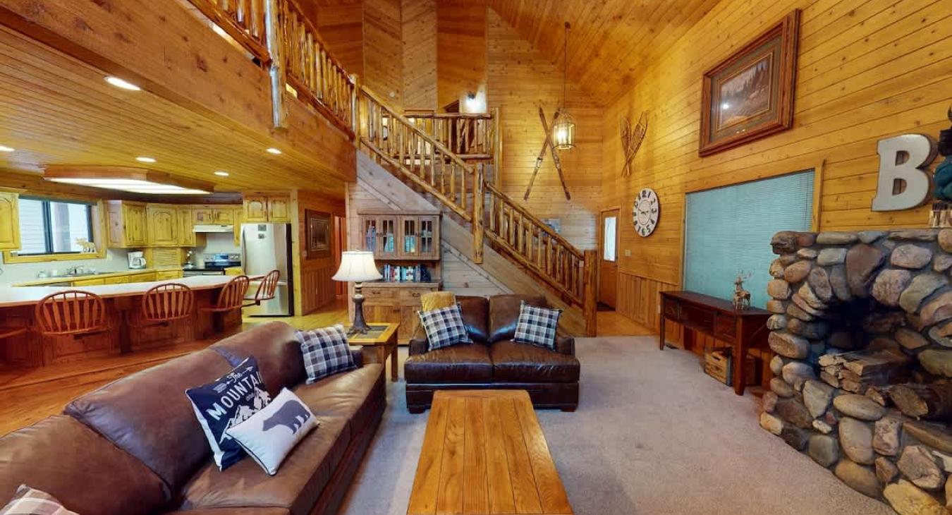 Living room with fireplace.