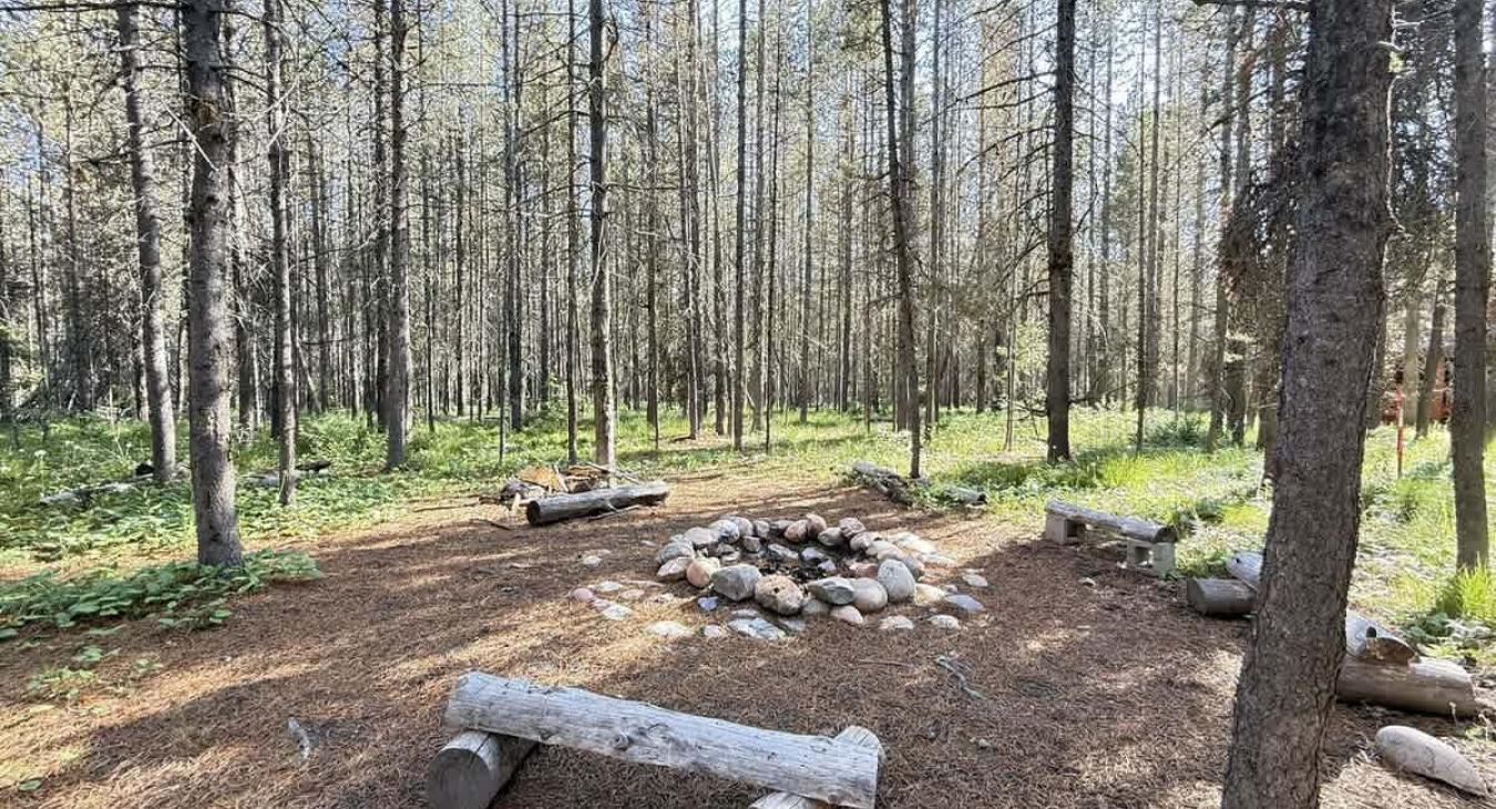 Gather around the large fire pit.