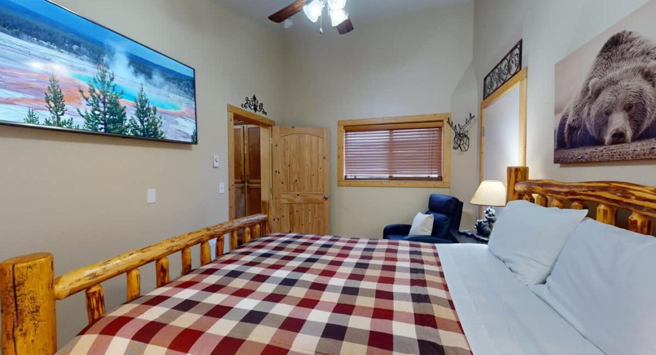 The bedroom brings in natural light to enjoy during your stay.