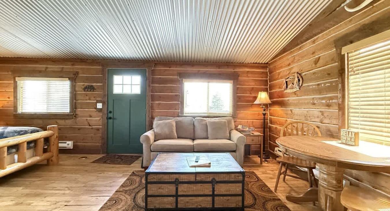 Living room with seating to relax after a day outdoors.