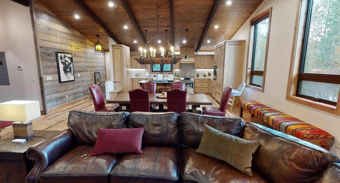 View of the kitchen from the living room area.