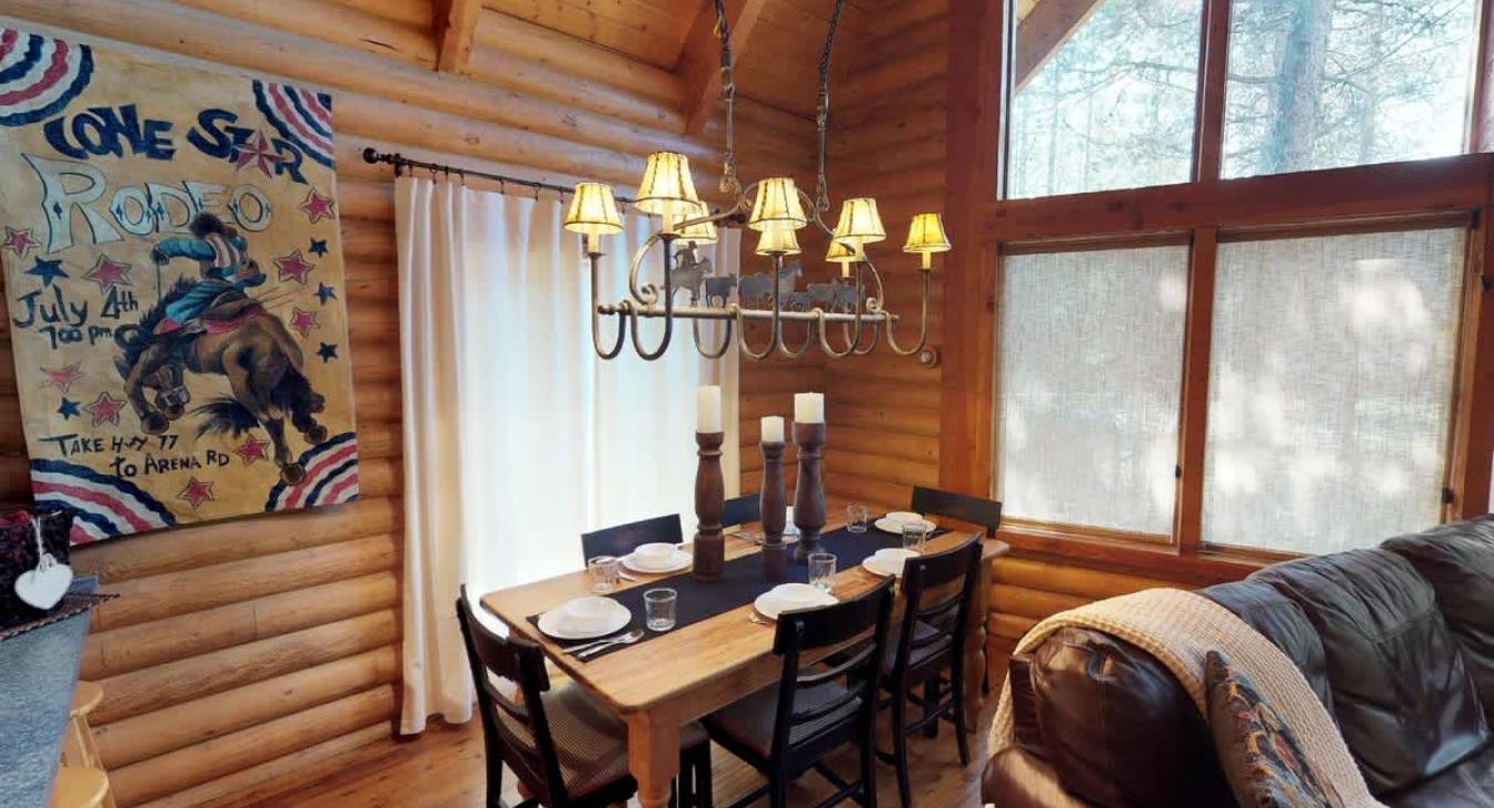 Dining table with 6 seats.