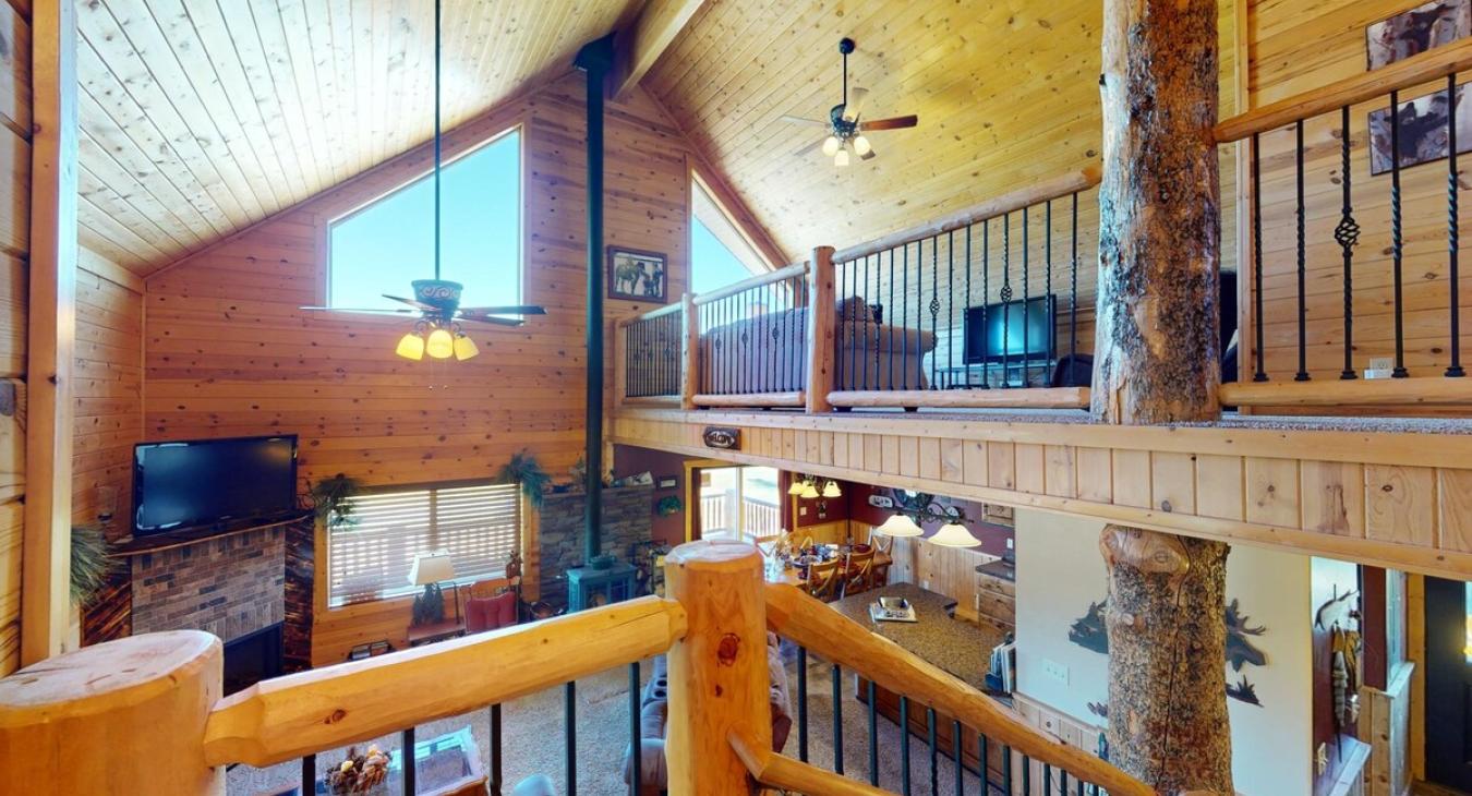 The stairs give you access to loft, 2 other bedroom, and second bathroom.