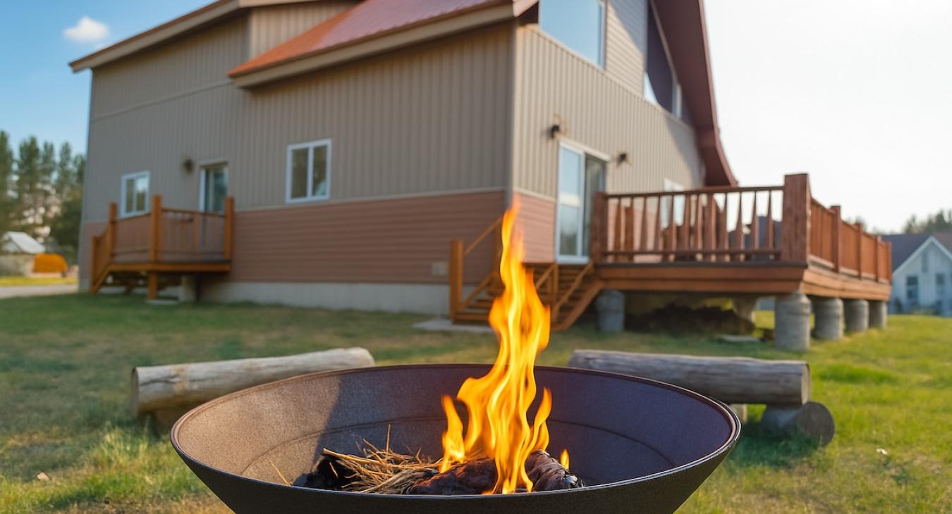 Firepit to cabin view
