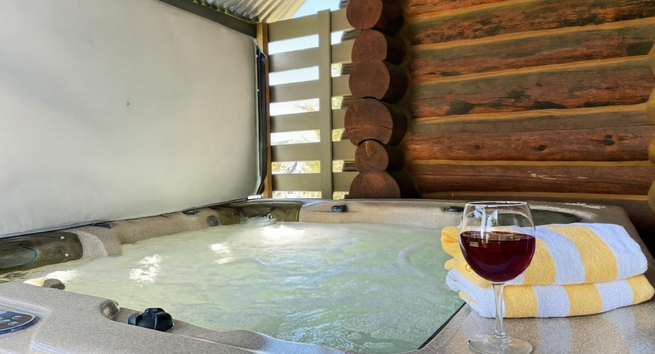 Enjoy the relaxing hot tub to unwind at night.