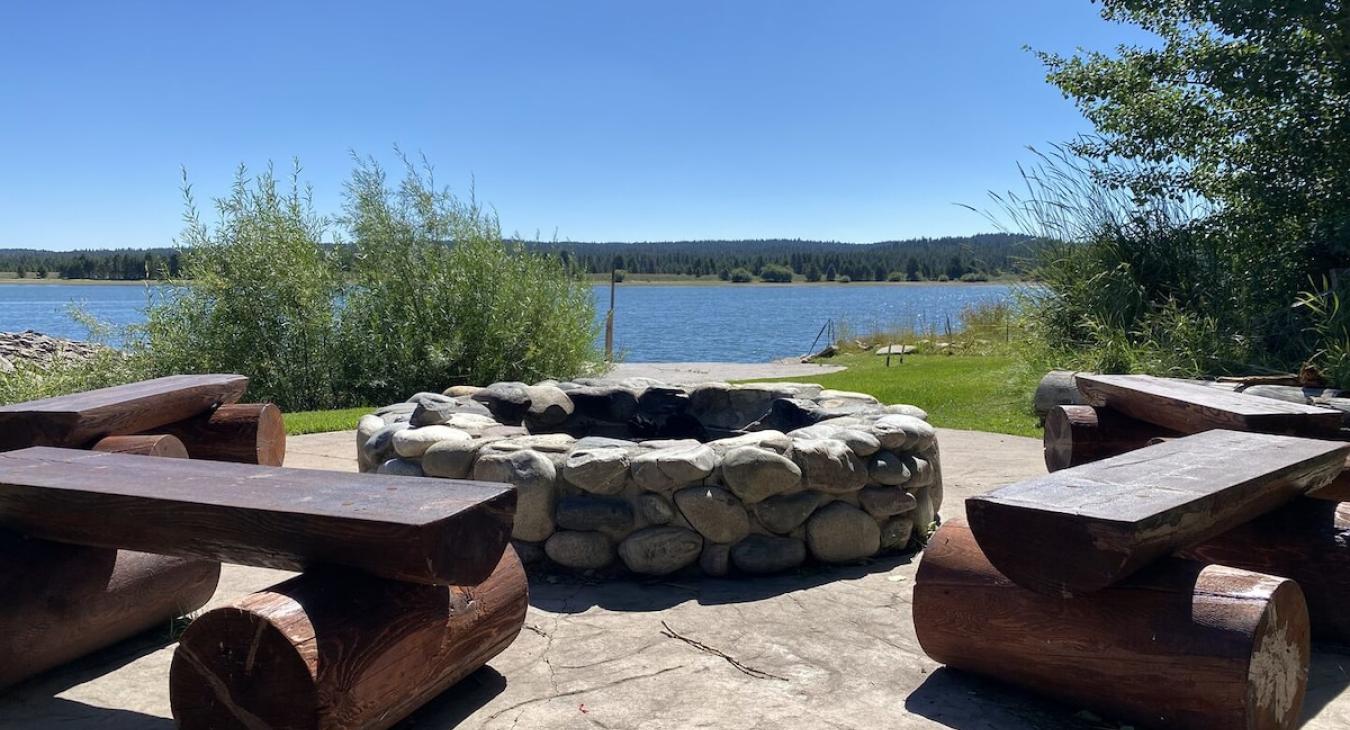 Firepit with seating.