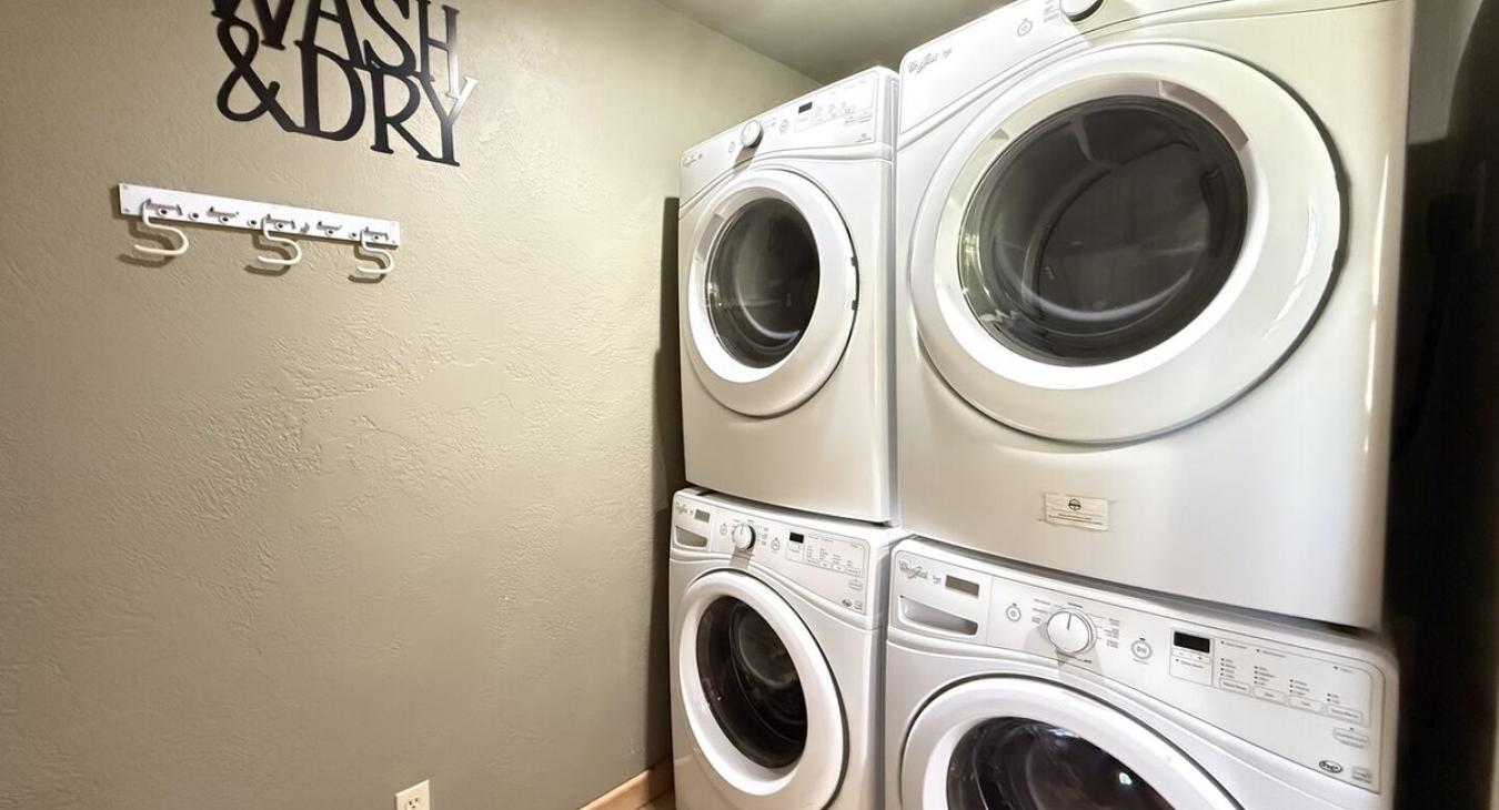 2 sets of washer and dryer are provided for your use. Hot tub towels are provided in the closet.