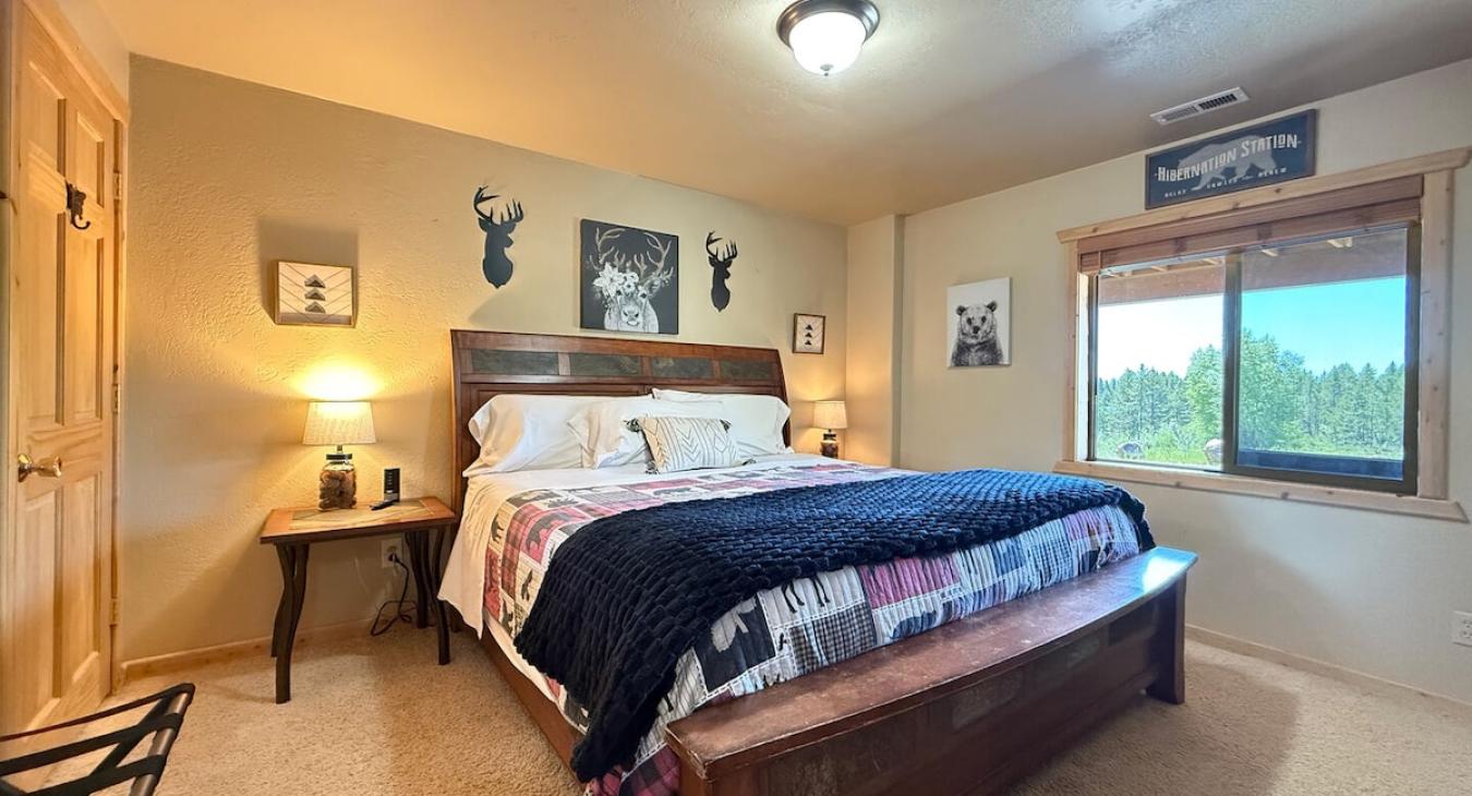 Downstairs bedroom #1 with a King size bed.
