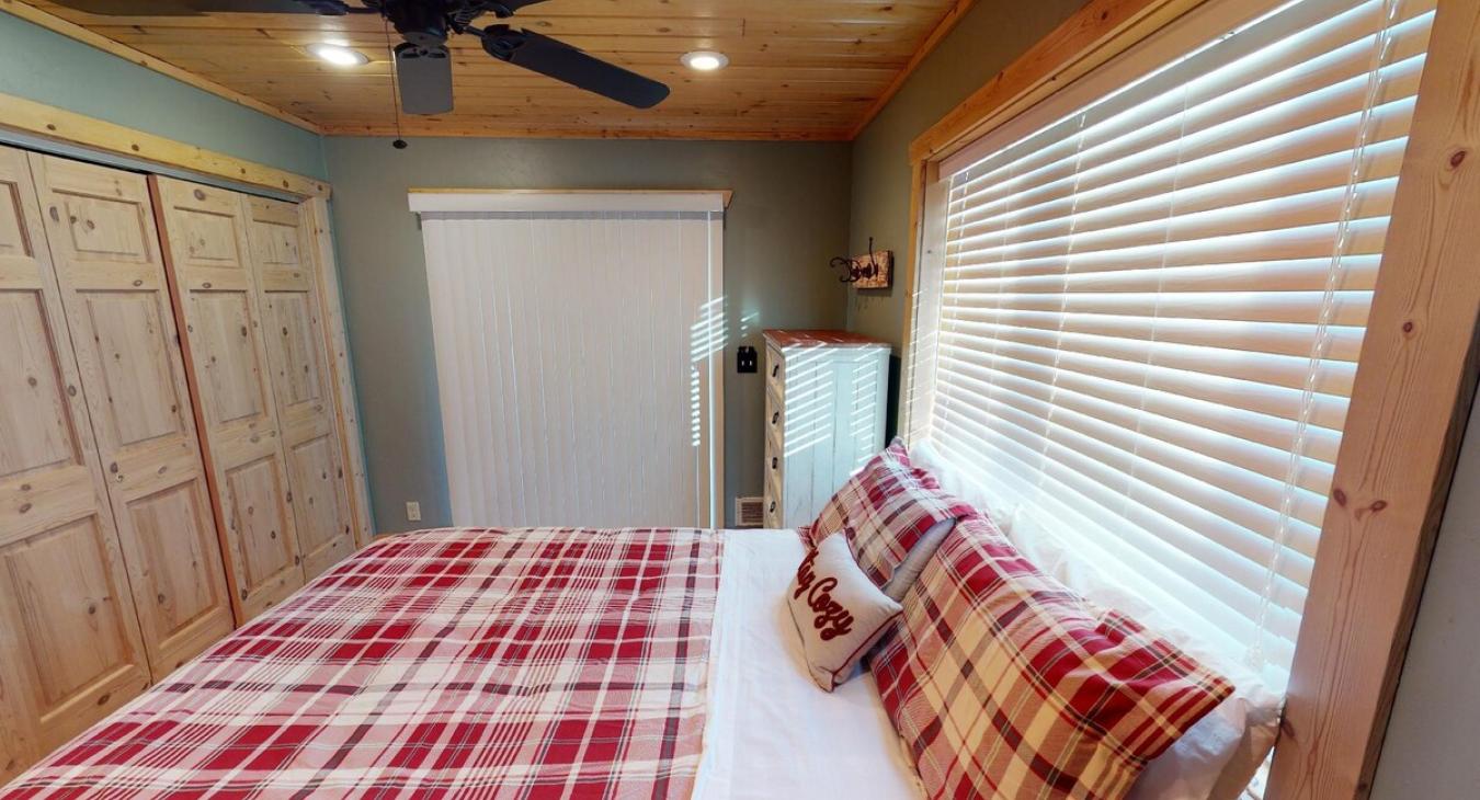 Large window brings in lots of natural light.