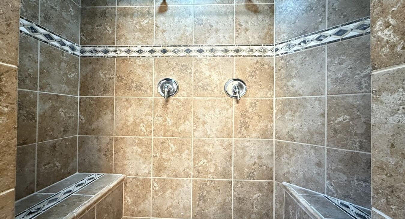 Main level Large walk-in double shower.