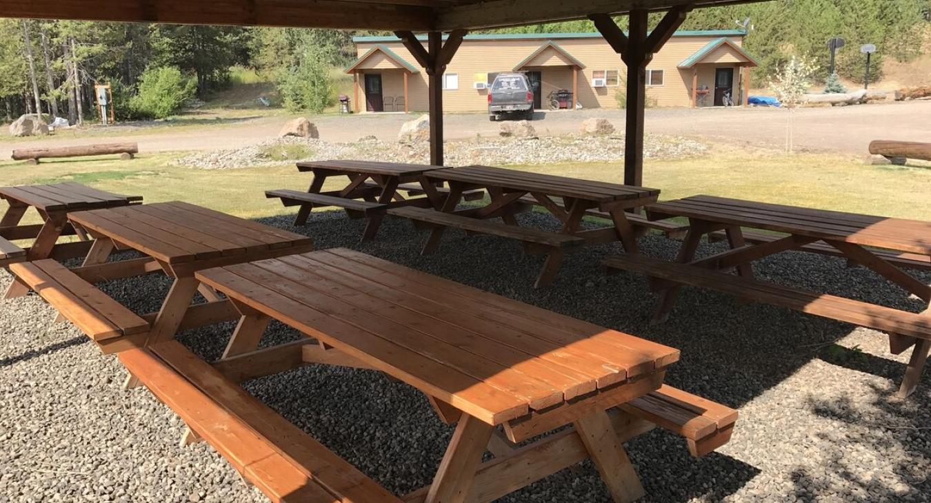 The picnic pavilions are great for family reunions at the enchanted forest.