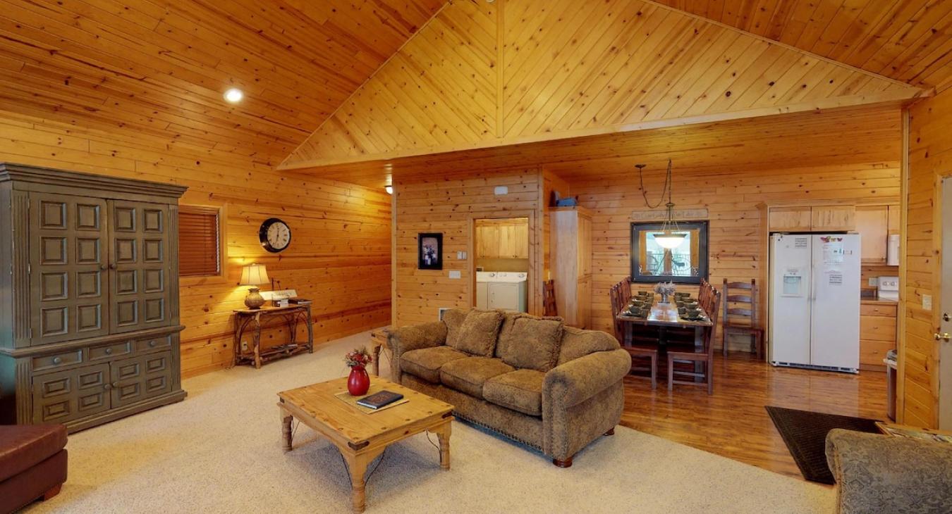 This cabin offers so much room for your family to gave a good time.