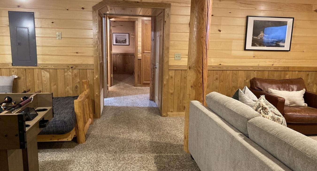 Access the bedrooms and bathroom through the hallway here.