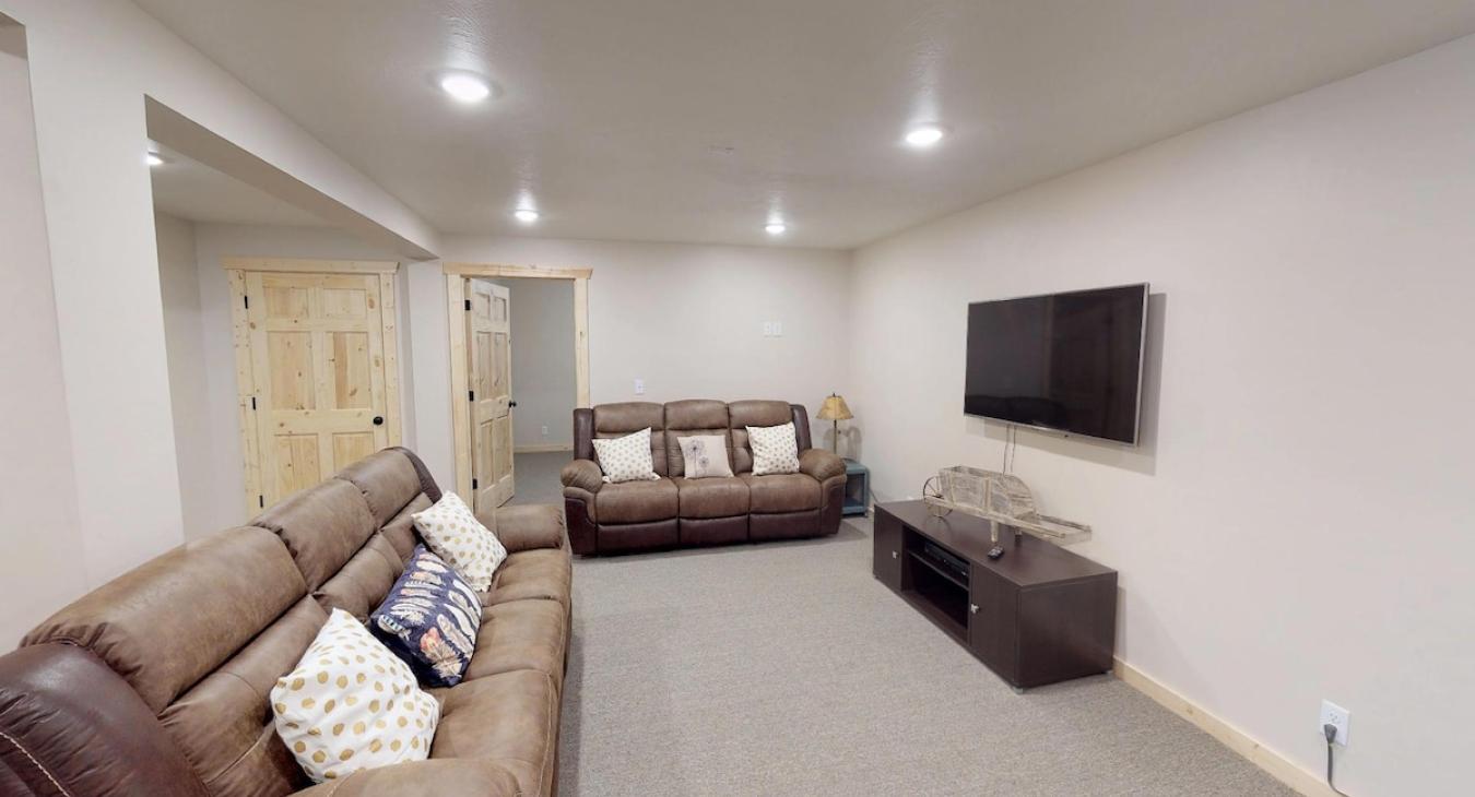 Basement living room area.