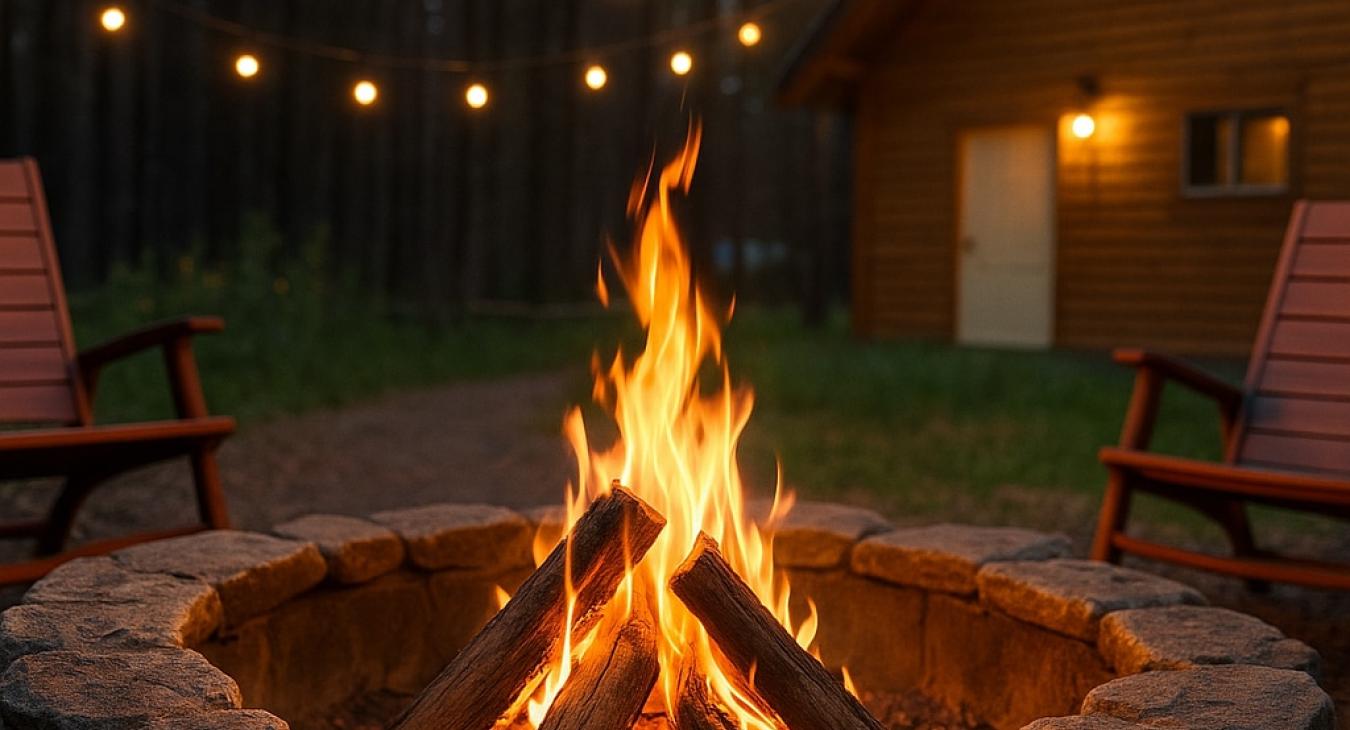 The back yard has a great ambiance.