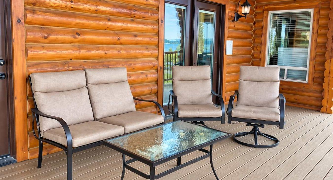 Patio seating on the upper deck