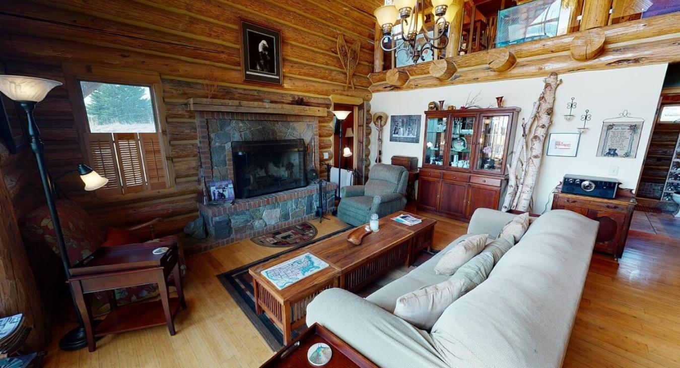 Relax by the wood burning fireplace all season long.