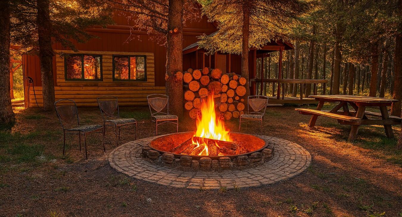 Hang out by the fire pit with your family.