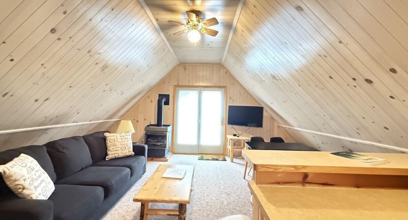 Couch that pulls out to a queen bed for more guests.