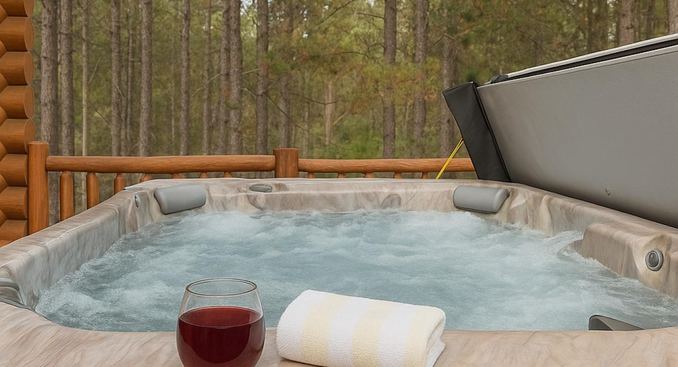 Relax in the hot tub after a long day.