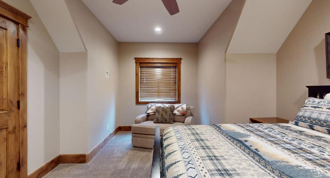 Lots of natural light flows in the room.