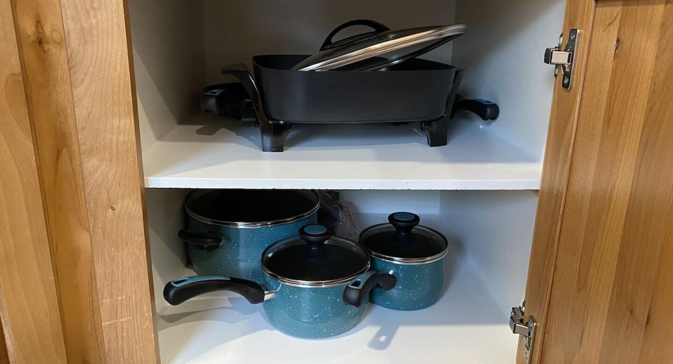 Pots and pans available for your use.