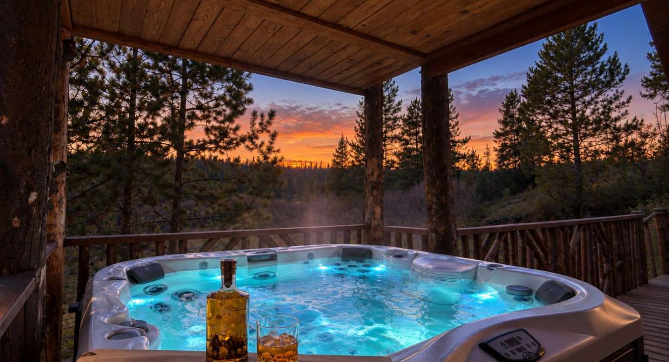Relax in the hot tub and watch the sun set.