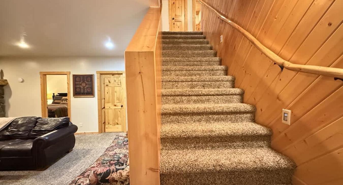 Access the main level and above with the stairs pictured here.